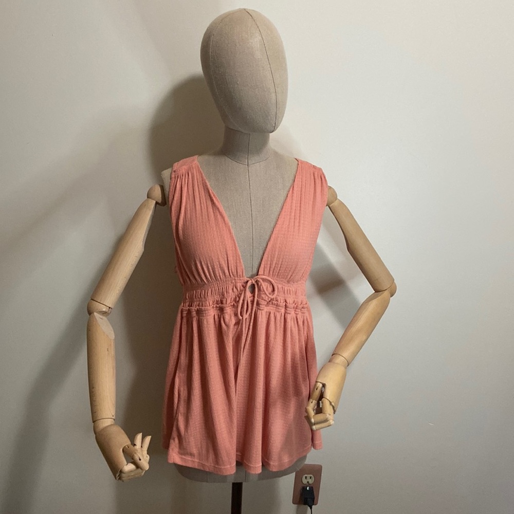 Free People Peach low cut tank top size Large